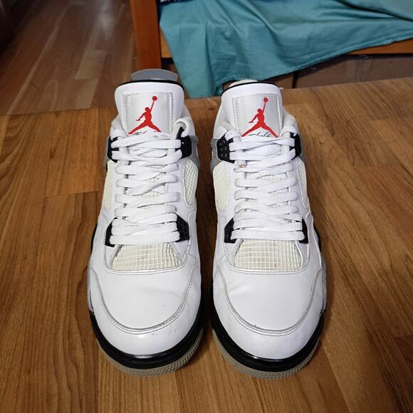 2011 Nike Air Jordan 4 Retro OG White Cement Black 308497-103 Military size 12 main image 9